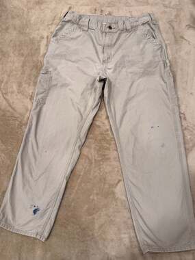 Carhartt B151-TAN Original Dungaree Fit Canvas Work Pants 36x32 Distressed